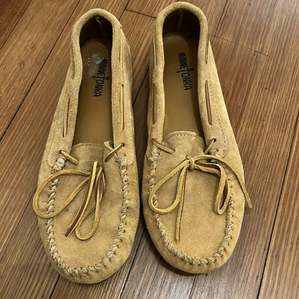 Minnetonka Tan Suede Moccasins